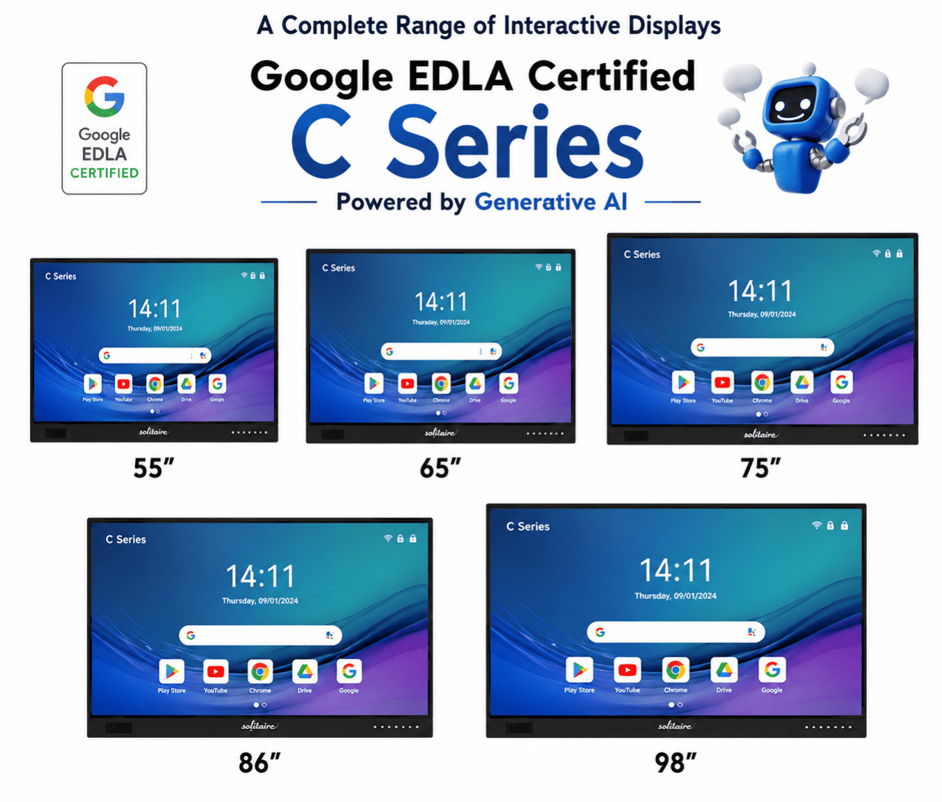 Solitaire Google EDLA Certified C Series Interactive Display in Coimbatore